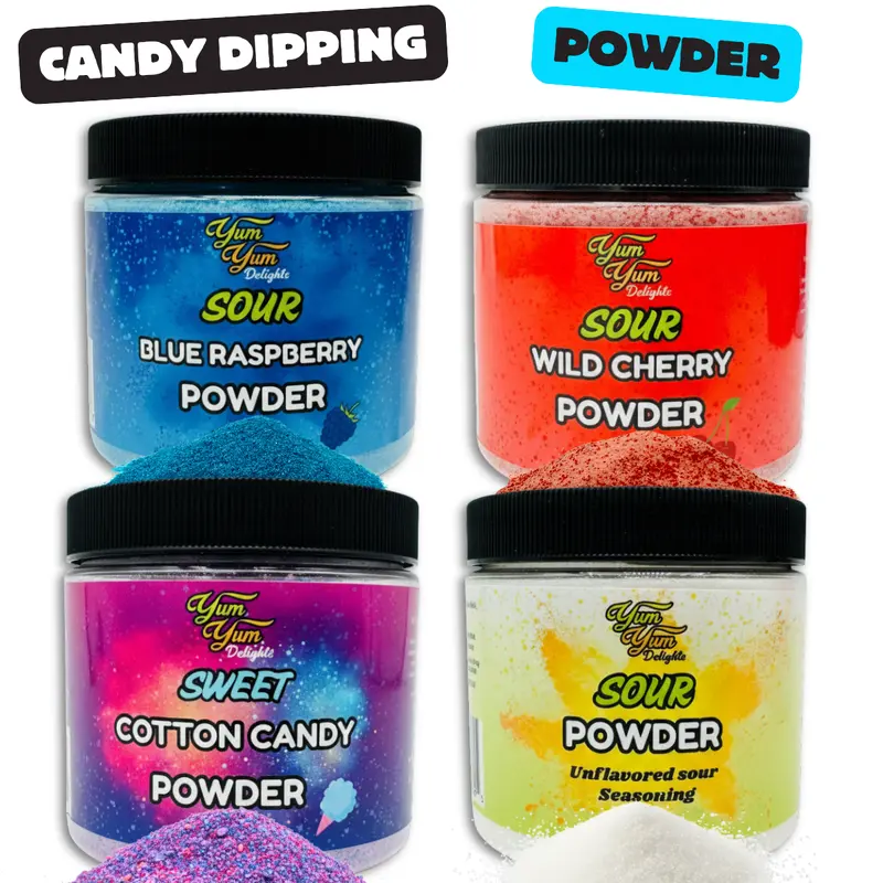 Candy Dipping Powder  Sour Blue Raspberry, Wild Cherry & Cotton Candy | Yum Yum Candy Shop