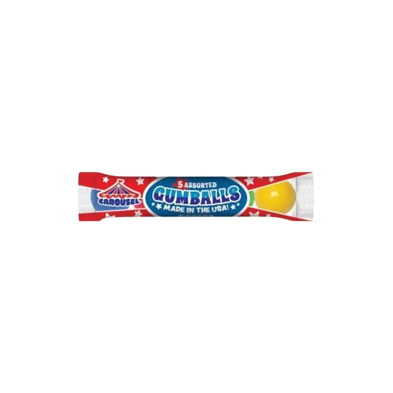 Carousel Assorted Gumballs 5 Ball Tube 1.06 oz.