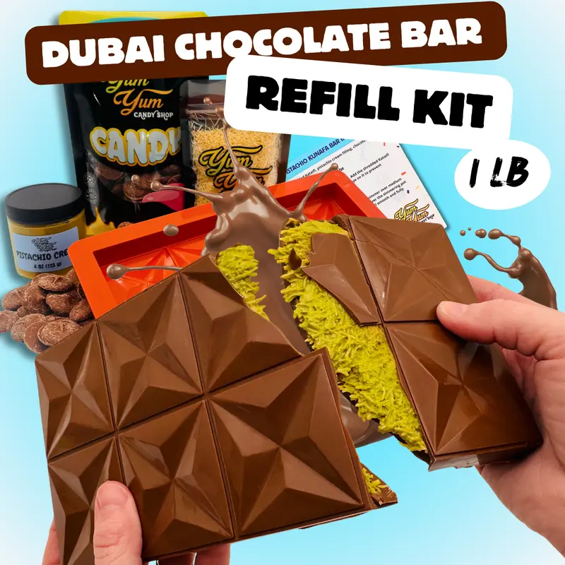 Dubai Chocolate Bar Refill Kit  Choose Your Chocolate (Mold Not Included) | Yum Yum Candy Shop
