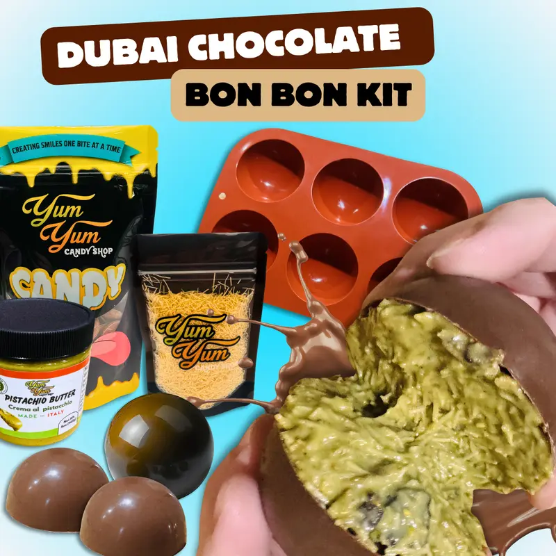 Dubai Pistachio Chocolate Bonbon Kit  DIY Sphere Candy with Kunafa | Yum Yum Candy Shop