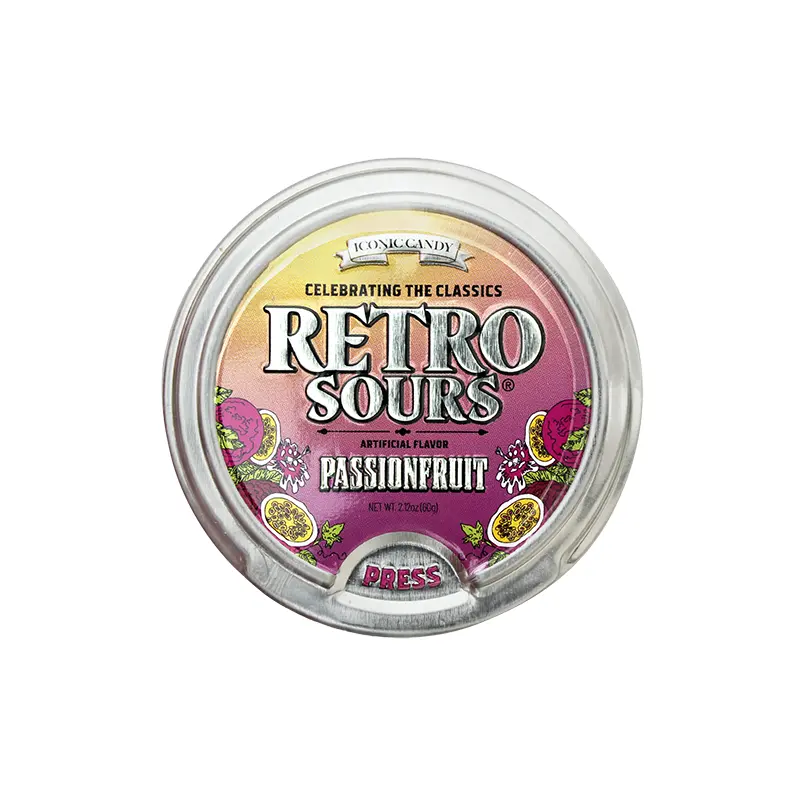 Iconic Candy Retro Sours Passion Fruit 2 oz. Tin