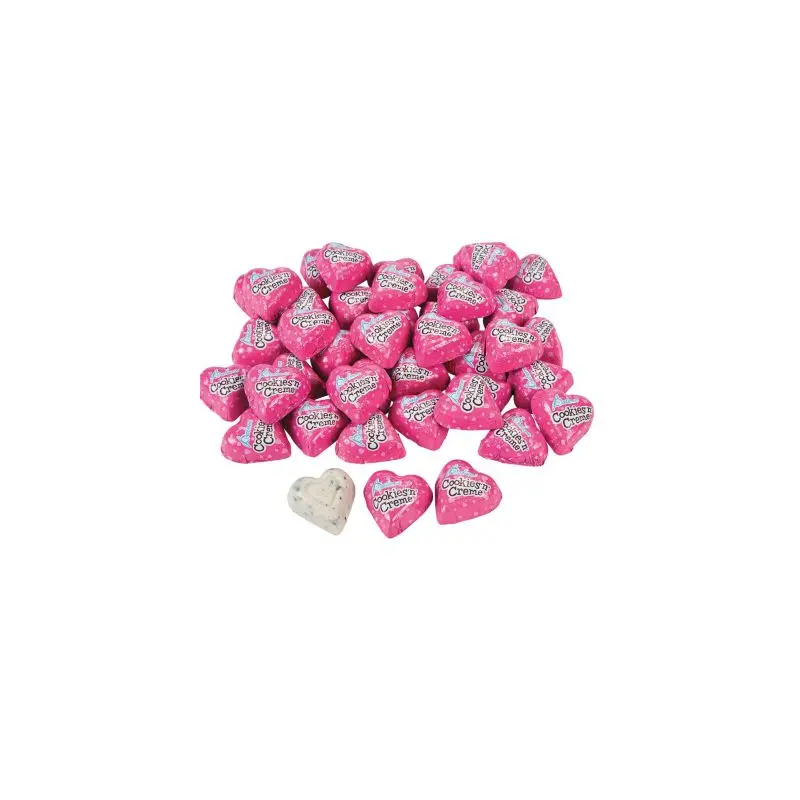 Palmer Cookies & Creme Foil Wrapped Hearts 3 lb. Bulk Bag