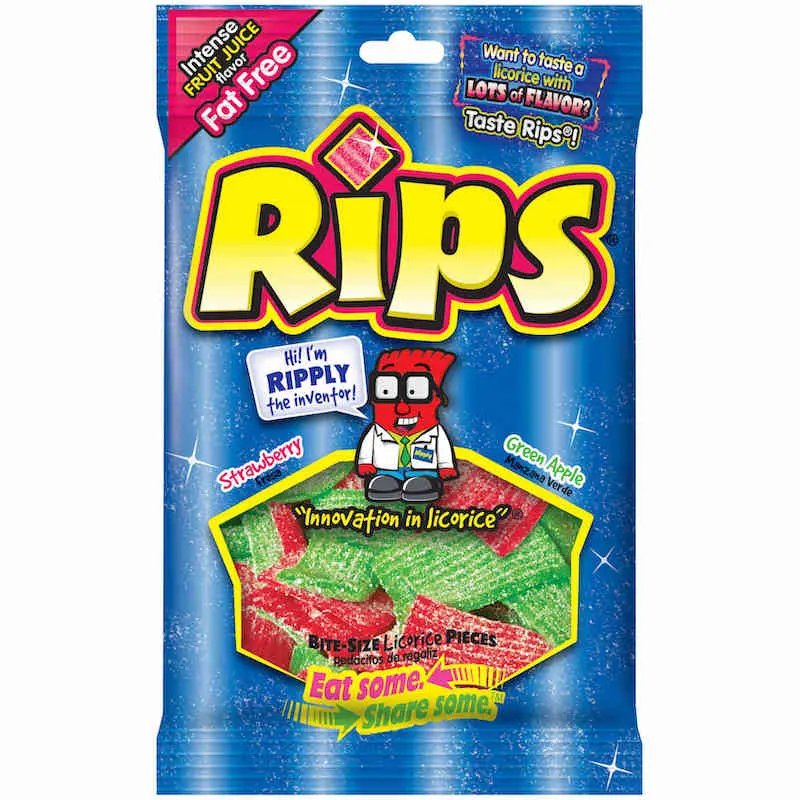 Rips Bite-Size Strawberry Green Apple Pieces 4 oz. Bag