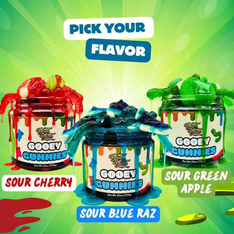 Sour Gooey Gummies  Blue Raspberry, Wild Cherry & Green Apple | Candy