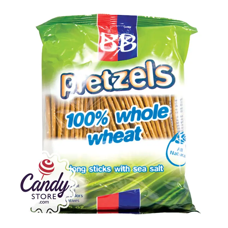 B&B 100% Whole Wheat Sea Salt Pretzel Sticks 5oz Bags - 24ct