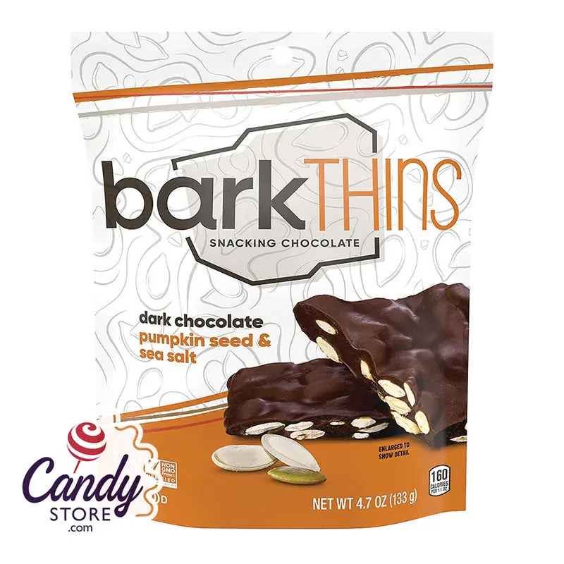 Bark Thins Dark Chocolate Pumpkin Seeds With Sea Salt 4.7oz Pouch - 12ct