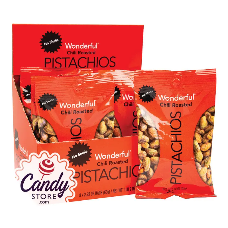 Wonderful Chili Roasted No Shell Pistachio 2.5oz Bags - 24ct