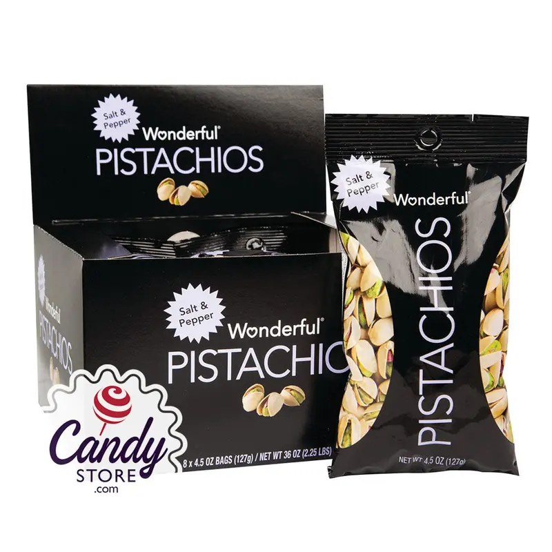 Wonderful Salt & Pepper Pistachios 4.5oz Bags - 24ct