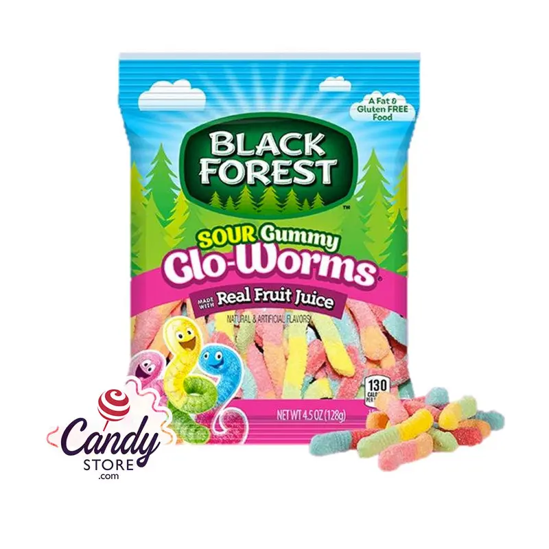 Black Forest Sour Gummy Glo-Worms - 12ct