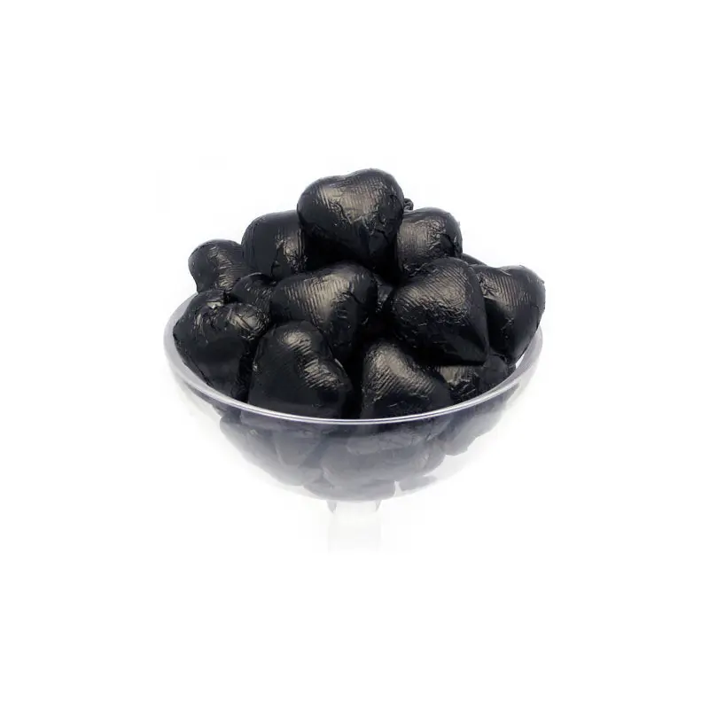 Black Foil Chocolate Hearts - 10lb