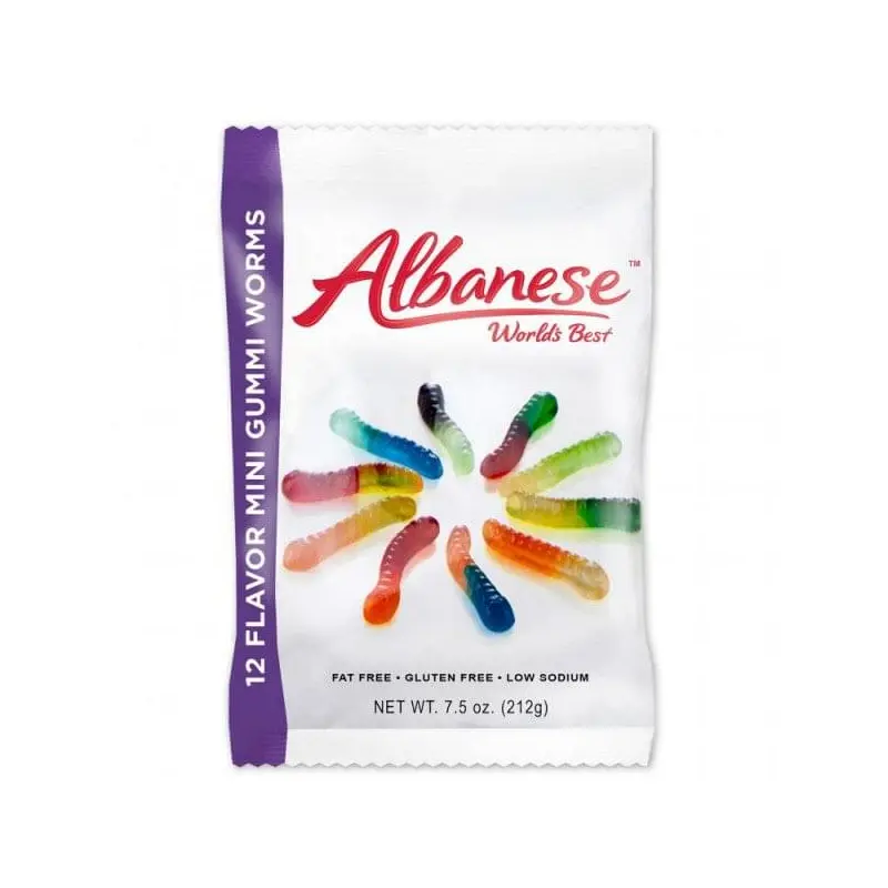 12 Flavor Gummi Mini Worms Peg Bag - 12ct