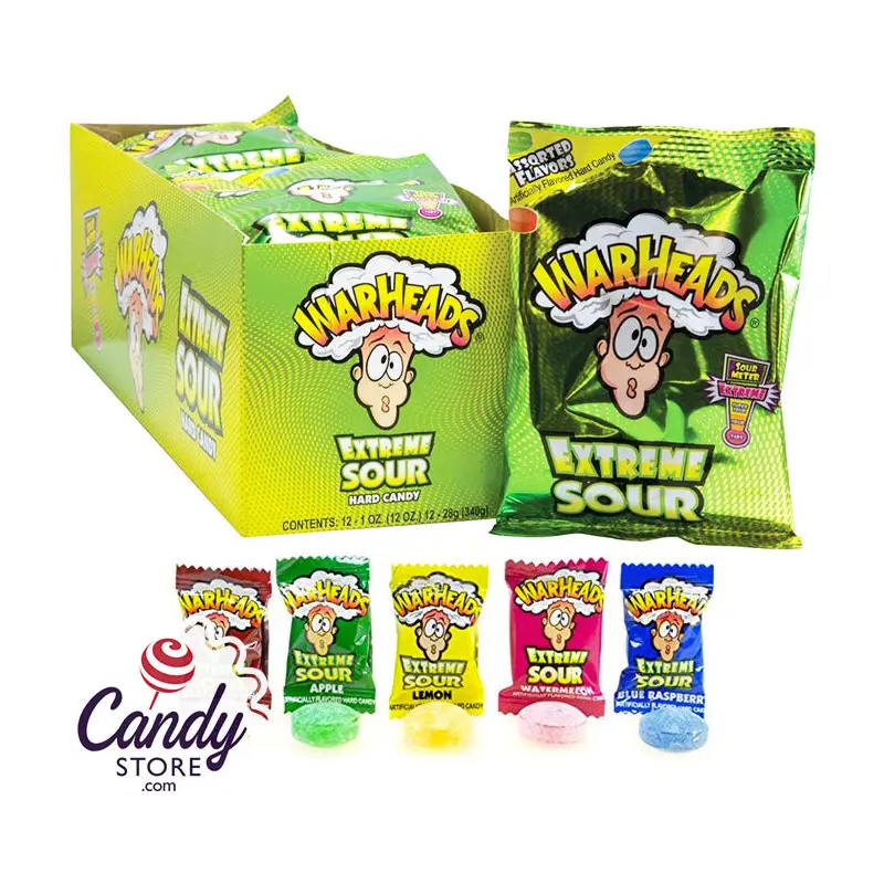 Warhead Extreme Sour Hard Candy 1oz Bags - 12ct