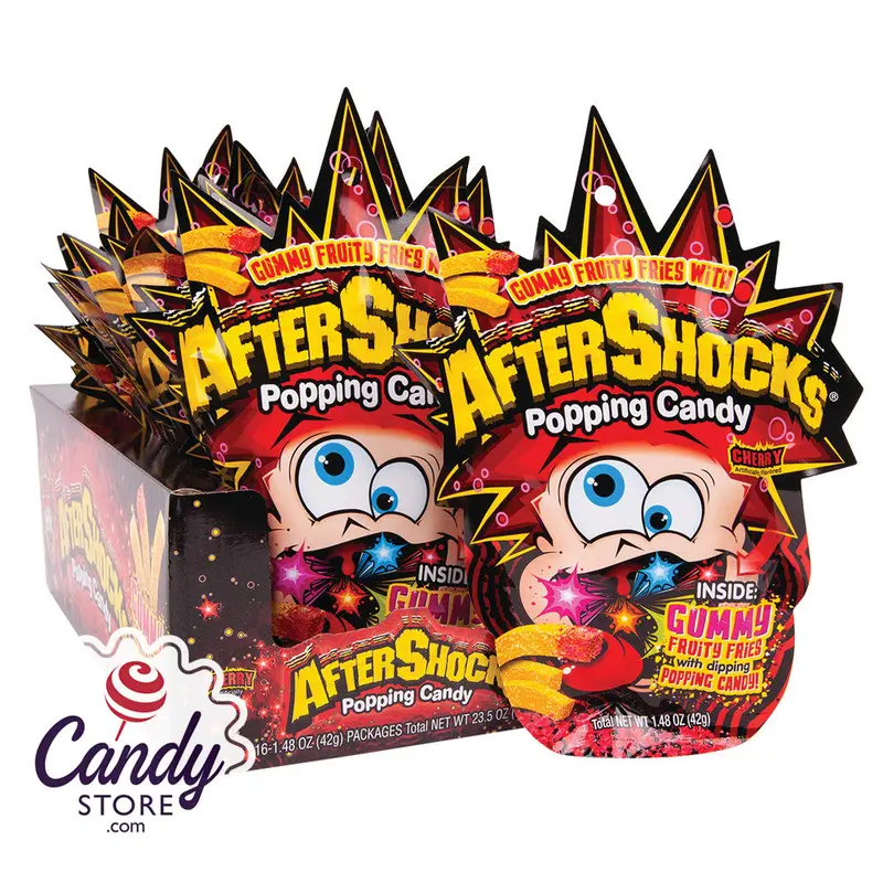 Aftershocks Popping Cherry Gummy Fries Candy - 16ct