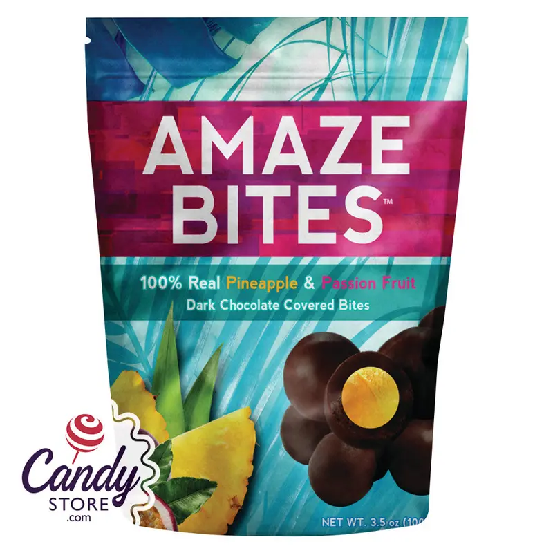 Amaze Bites Pineapple & Passion Fruit Dark Chocolate - 12ct Pouches