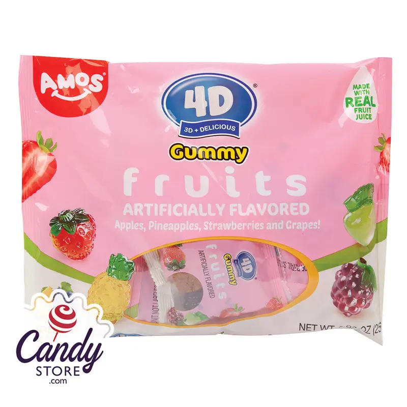 Amos 4D Gummy Fruits Candy Fun Size - 12ct