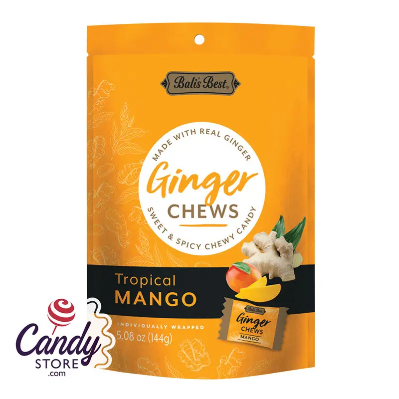 Bali's Best Tropical Mango Ginger Chews  - 12ct Pouches