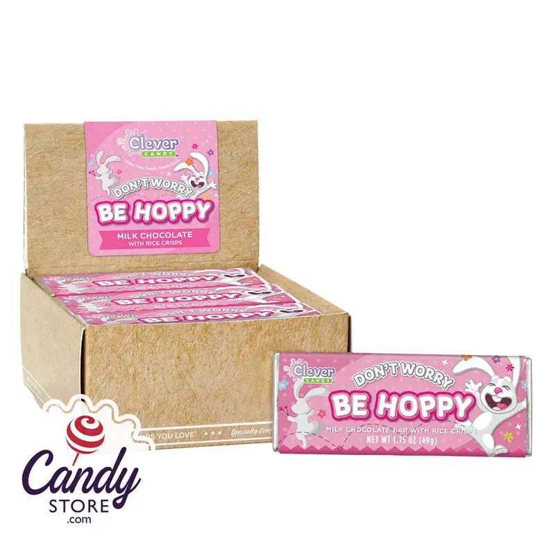 Bar Don't Worry Be Hoppy Milk Chocolate Bar w Rice Crisps - 21ct