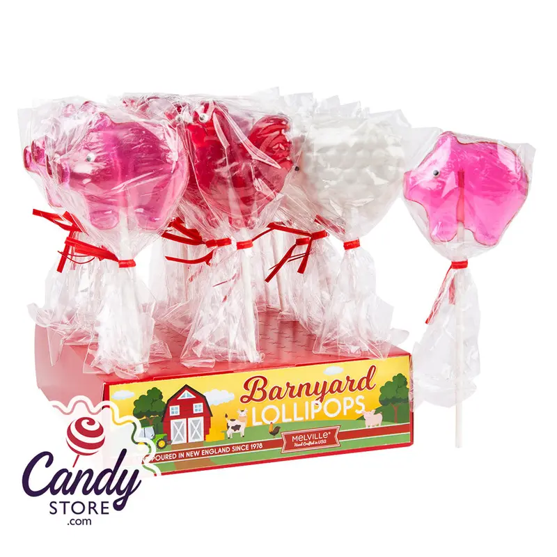 Barnyard Lollipops Pigs Roosters & Sheep - 24ct