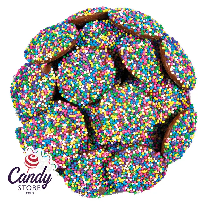 Bulk Chocolate Nonpareils w Seeds Rainbow & White - 6lb