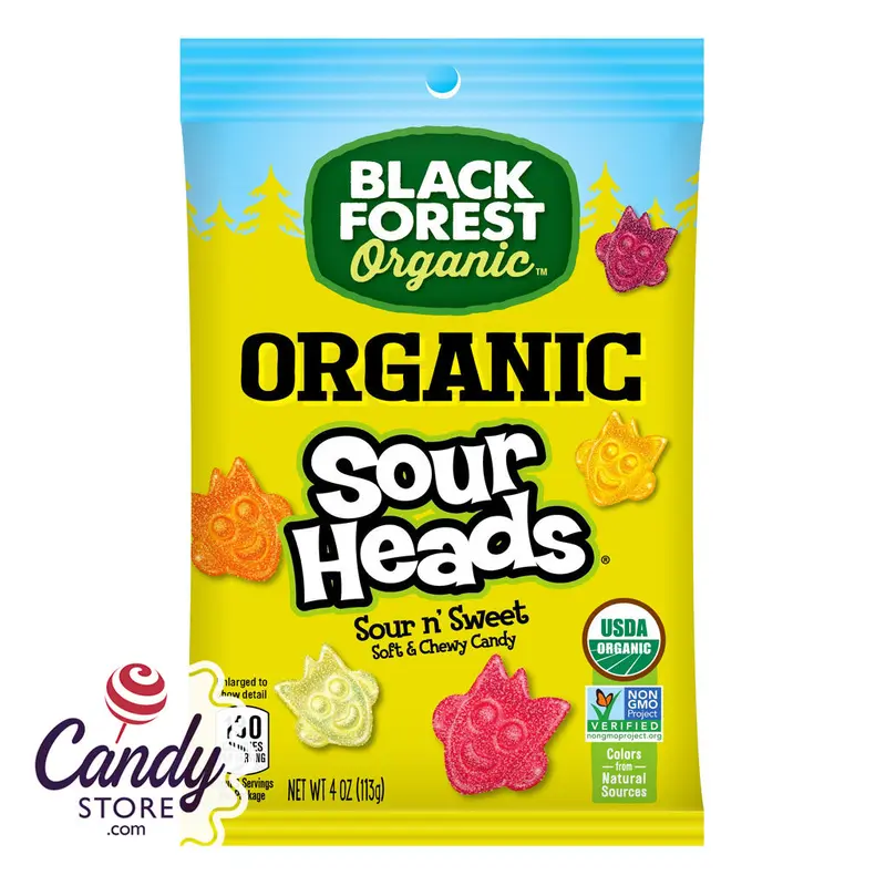Black Forest Organic Sour Gummy Heads Assorted - 12ct