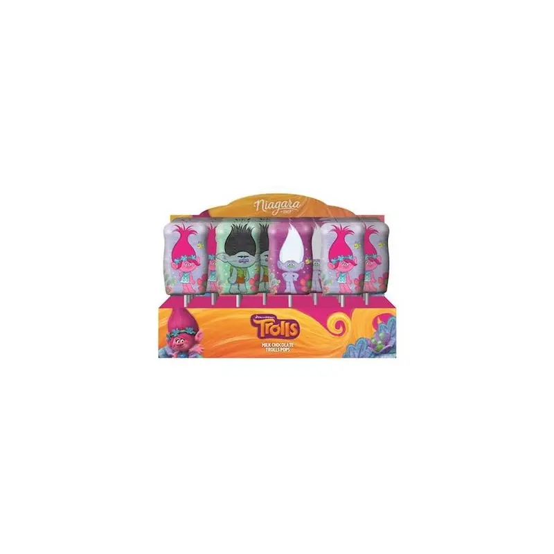 Trolls Asst Solid Milk Chocolate Suckers - 24ct