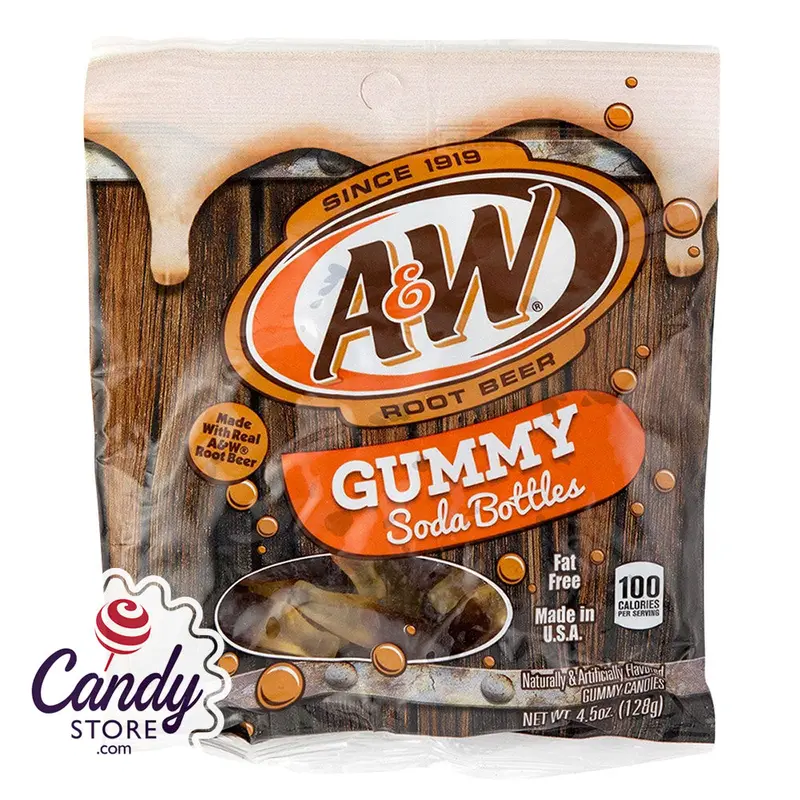 A&W Root Beer Gummy Soda Bottles - 6ct