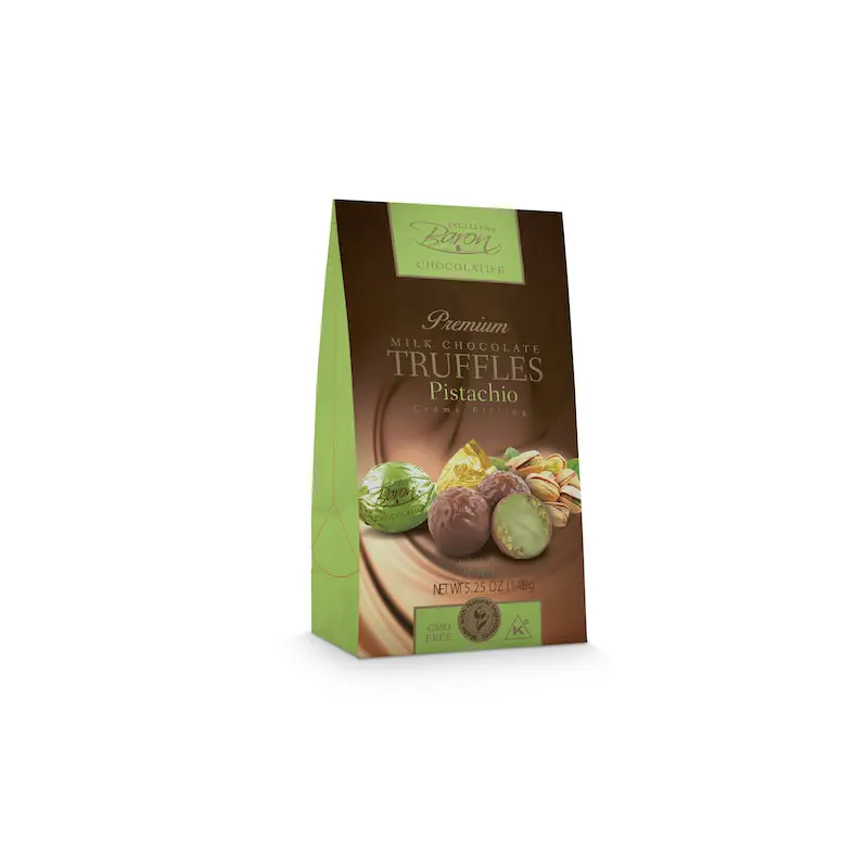Baron Premium Milk Chocolate Truffles with Pistachio Filling Bags - 6ct