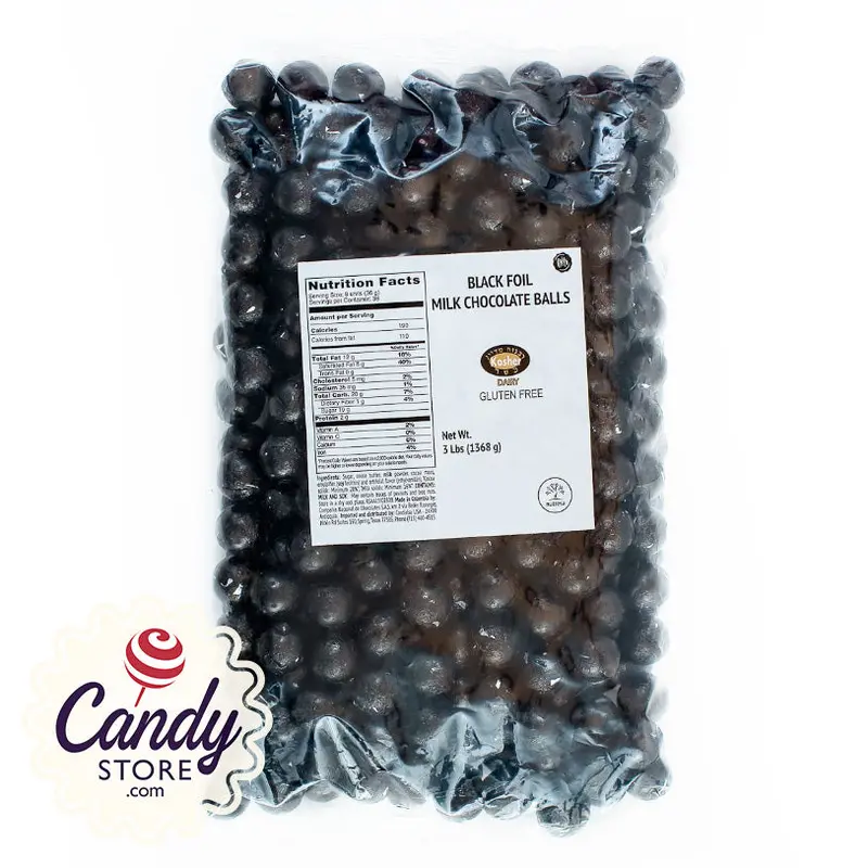 Black Foil Chocolate Balls - 2lb Bulk