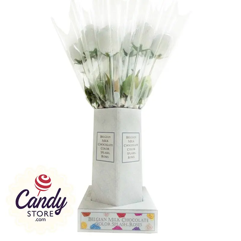 White Foil Milk Chocolate Roses - 20ct