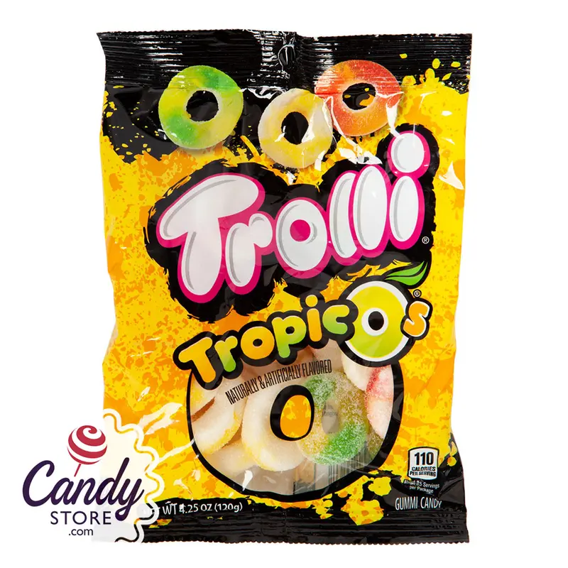 Trolli Gummy Tropic O's 4.25oz Peg Bag - 12ct