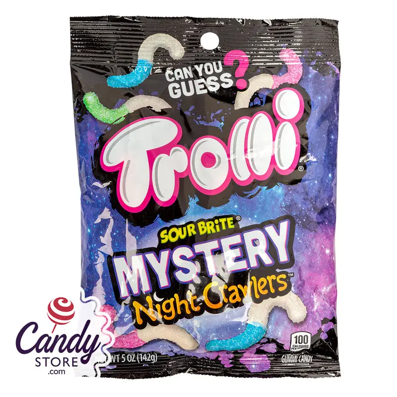 Trolli Sour Brite Mystery Night Crawlers 5oz Peg Bag - 12ct