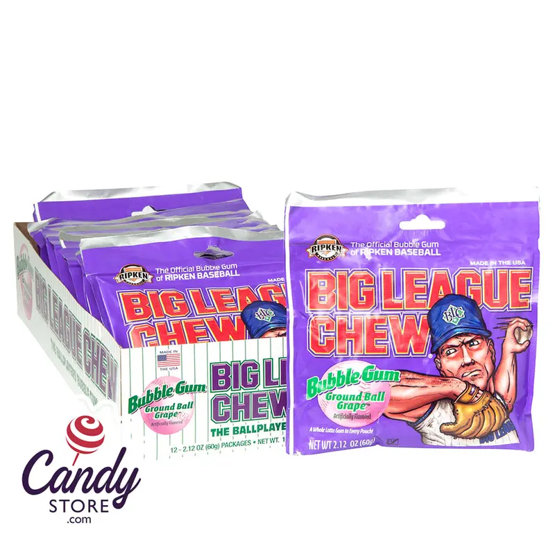 Big League Chew Grape Bubblegum 2.12oz Pouch - 12ct