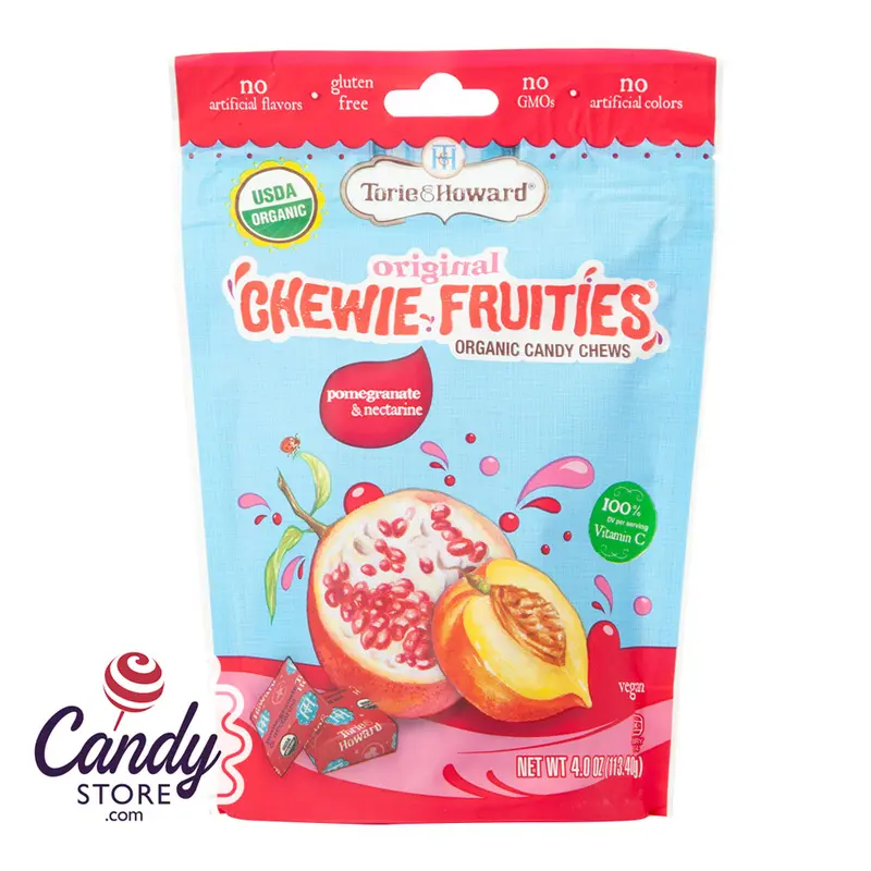 Torie & Howard Pomegranate Nectarine Chewie Fruities 4oz Pouch - 6ct