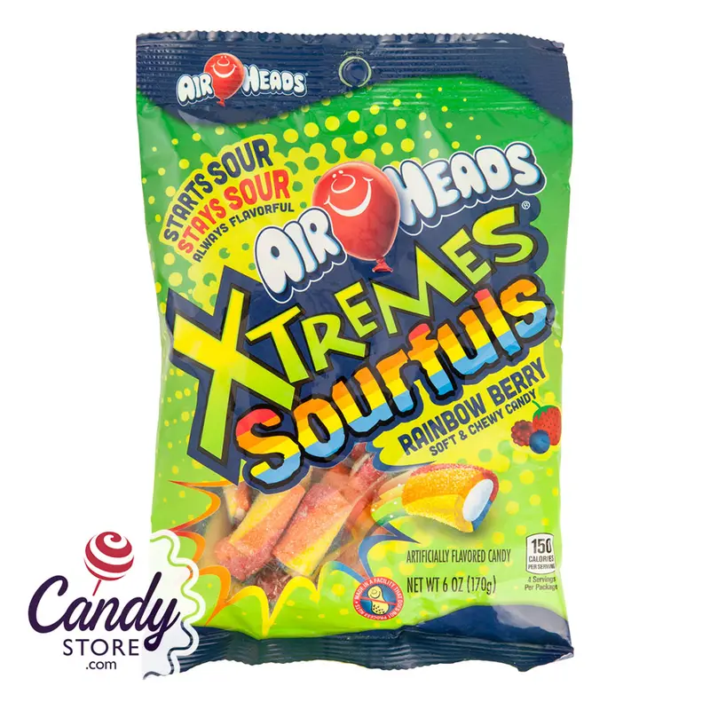 Xtremes Sourfuls Rainbow Berry Airheads Bites 6oz Peg Bag - 12ct