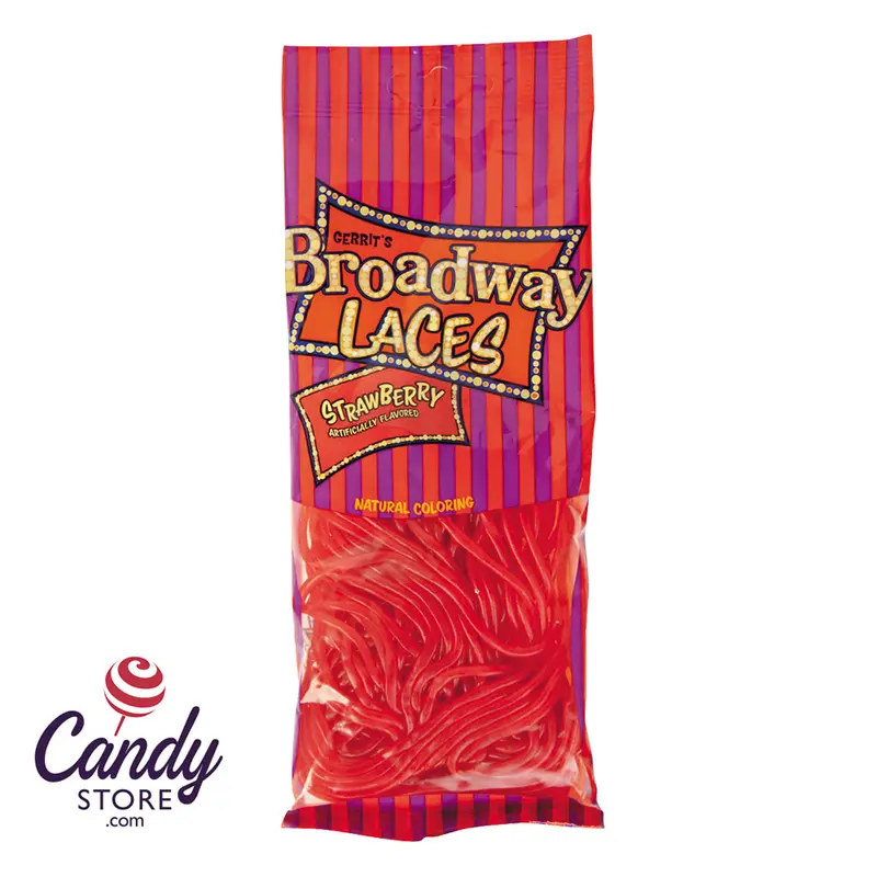 Broadway Laces Strawberry Licorice 4oz Peg Bag - 12ct