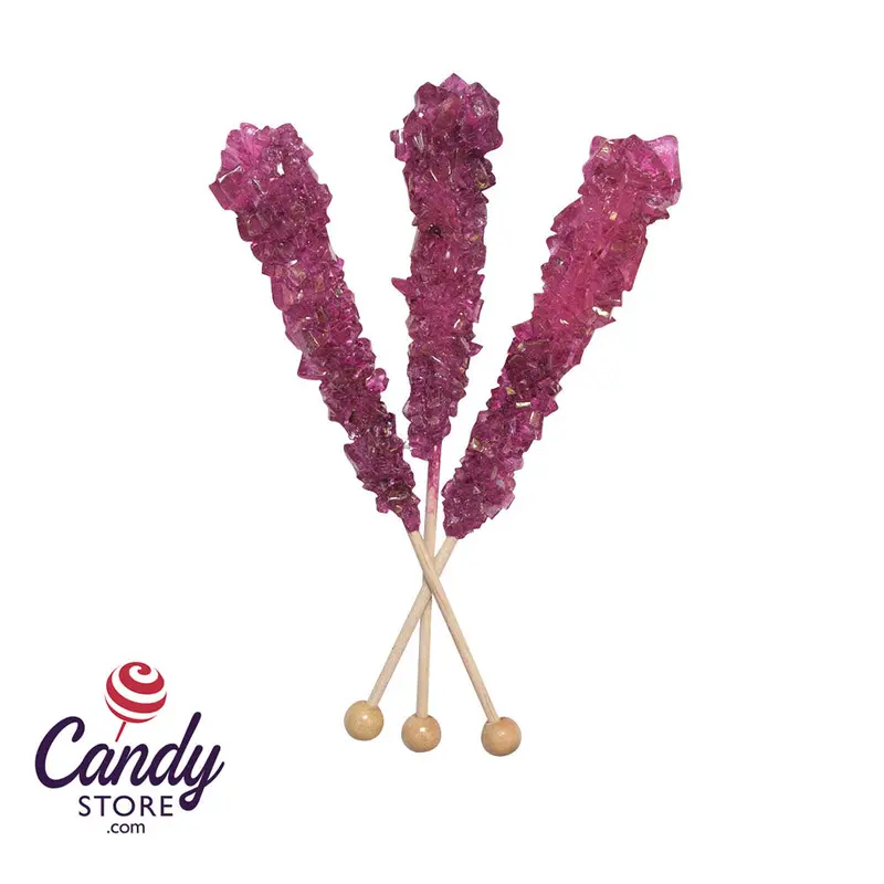 Unwrapped Blueberry Rock Candy 6 1/2 Inch Stick Dryden & Palmer - 120ct