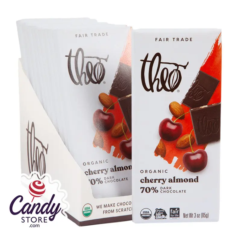 Theo Dark Chocolate Cherry Almond Bars - 12ct