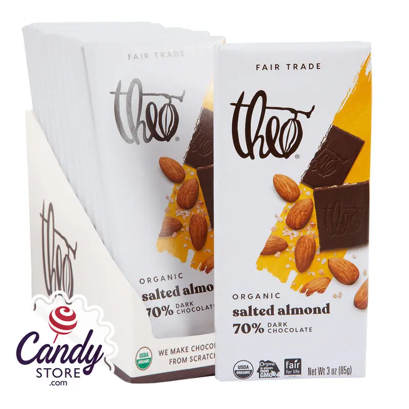 Theo Dark Chocolate Salted Almond Bars - 12ct