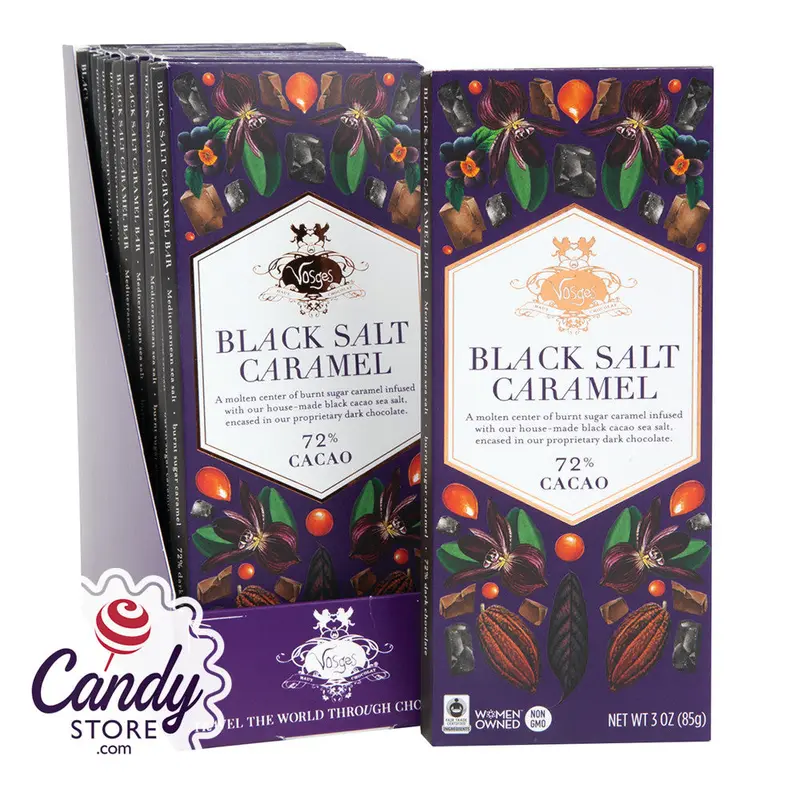 Black Salt Caramel Dark Chocolate Vosges Bars- 12ct