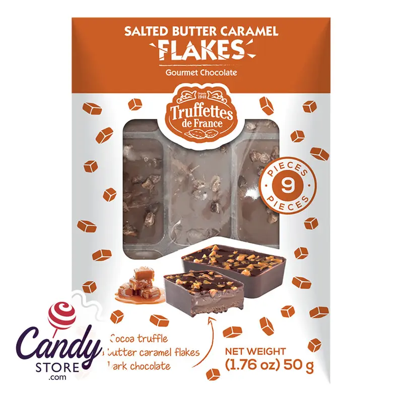 Truffettes De France-Salted Butter Caramel Flakes 1.76oz Pouch - 12ct