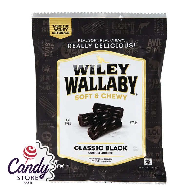 Wiley Wallaby Black Liquorice  - 16ct Peg Bags