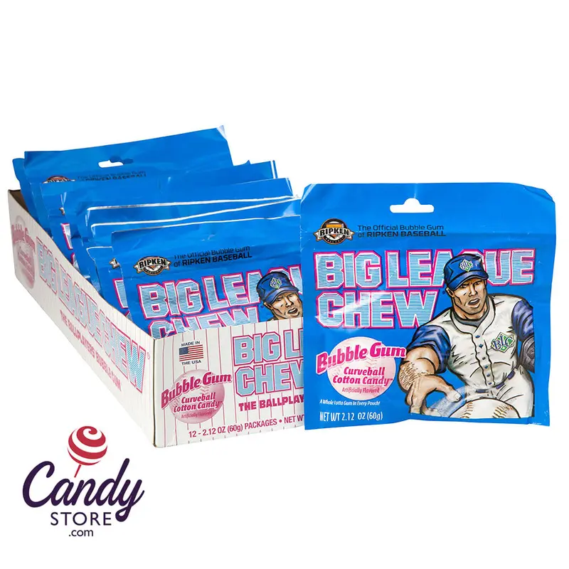 Big League Chew Cotton Candy Bubblegum 2.12oz Pouch - 12ct