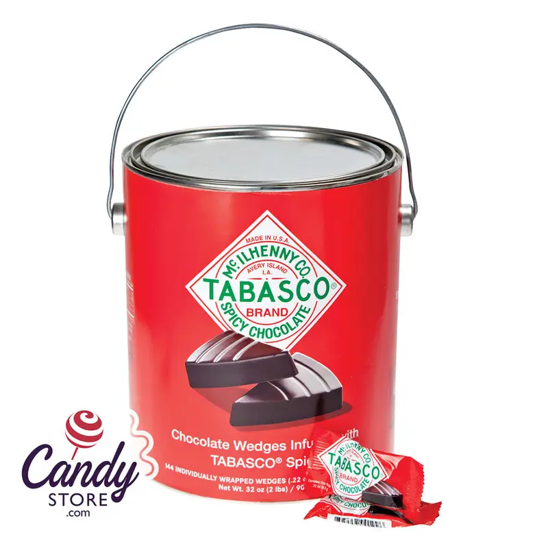 Tabasco Spicy Dark Chocolate Wedges 32oz Paint Can - 144ct