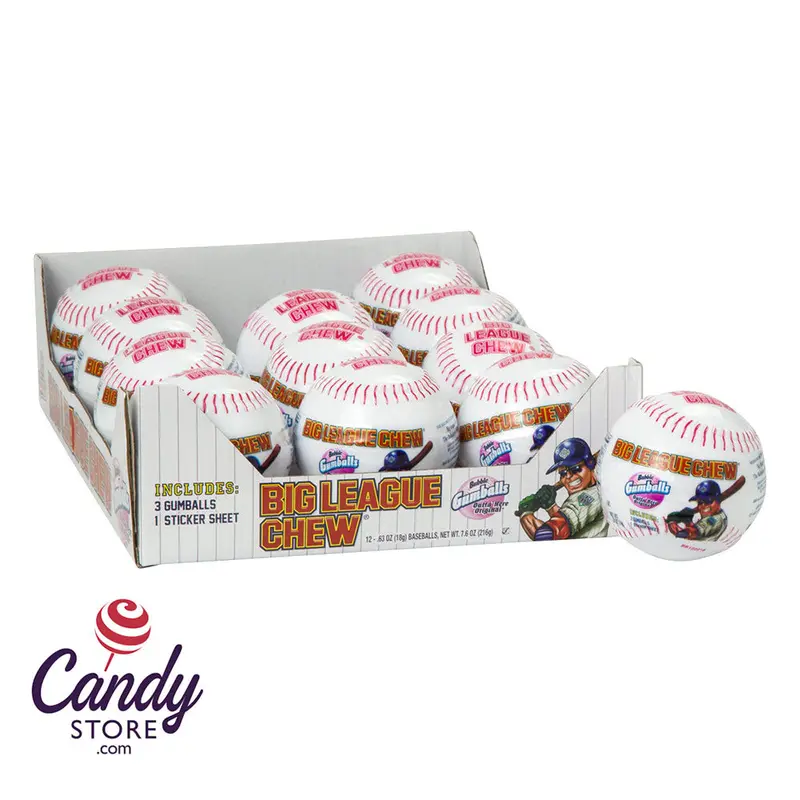 Big League Chew Plastic Baseball With Gumballs And Stickers - 24ct