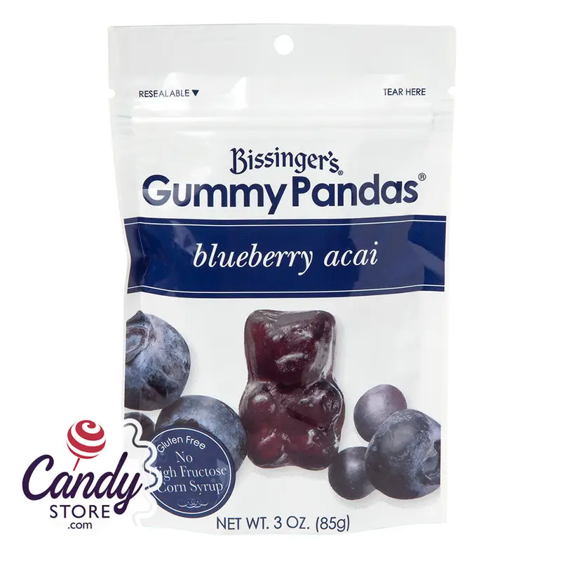 Bissinger's Blueberry Acai Gummy Pandas 3oz Pouch - 12ct