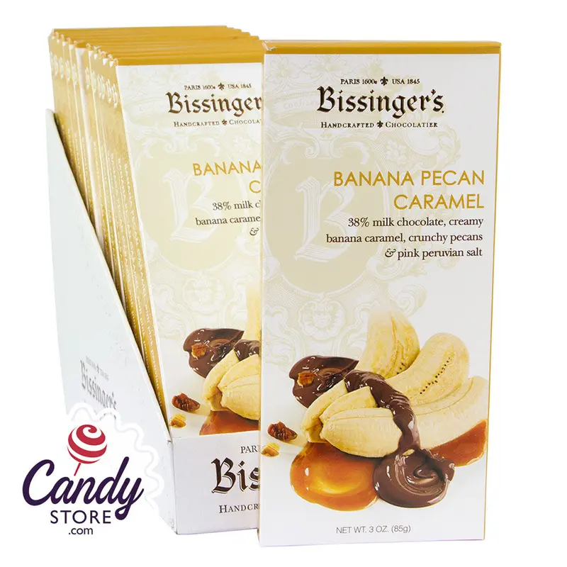 Bissinger's Milk Chocolate Banana Pecan Caramel 3oz Bar - 12ct