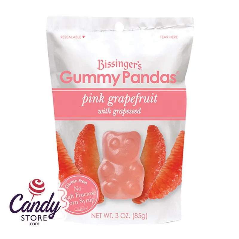 Bissinger's Pink Grapefruit Gummy Pandas 3oz Pouch - 12ct