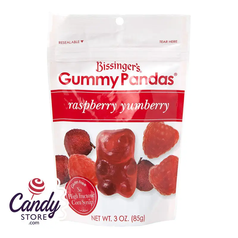Bissinger's Raspberry Yumberry Gummy Pandas 3oz Pouch - 12ct