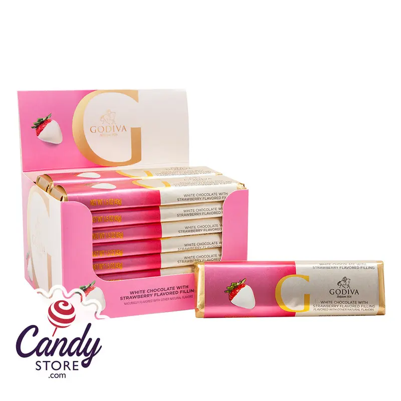 White Chocolate Strawberry Godiva Bars - 24ct
