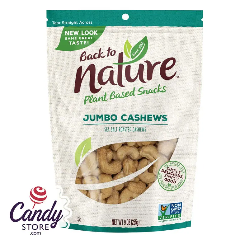 Back To Nature Jumbo Cashews 9oz Pouch - 9ct